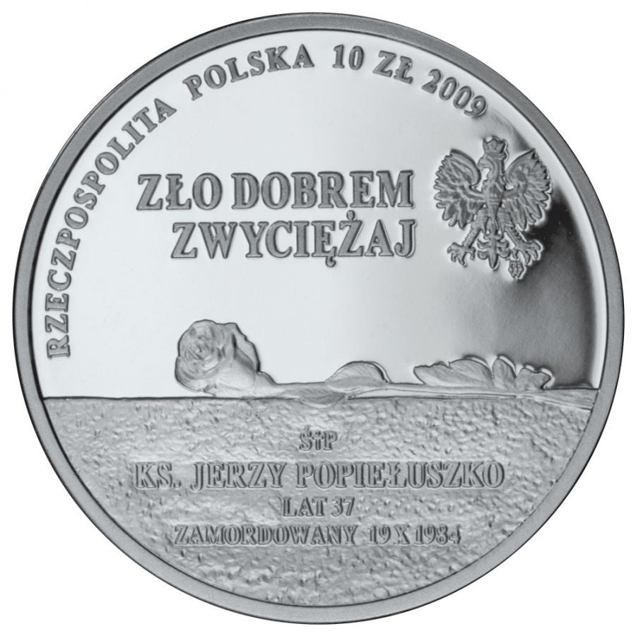 10 złotych 2009 - 25. rocznica męczeńskiej śmierci księdza Jerzego Popiełuszki