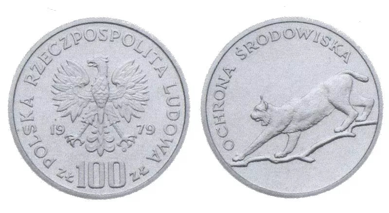 100 złotych 1979  - Ochrona środowiska - Ryś