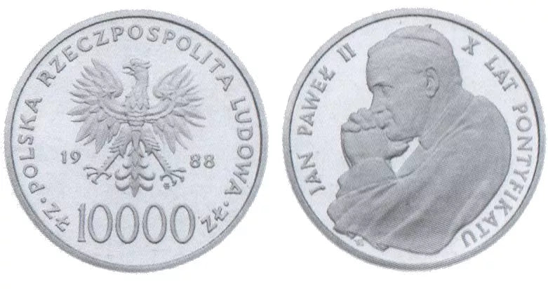10000 złotych 1988 - Jan Paweł II - X lat pontyfikatu